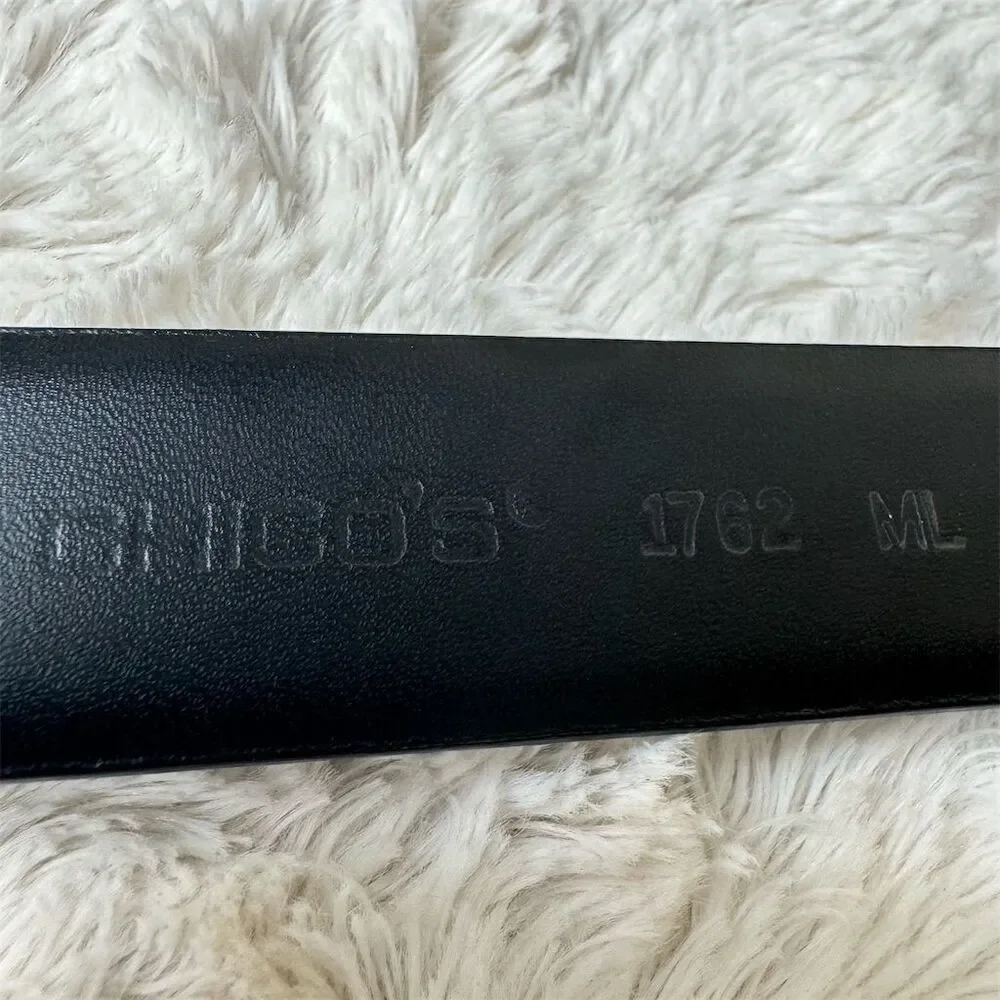 Chico's Vintage Black Leather Western Belt Silver Buckle Unisex M